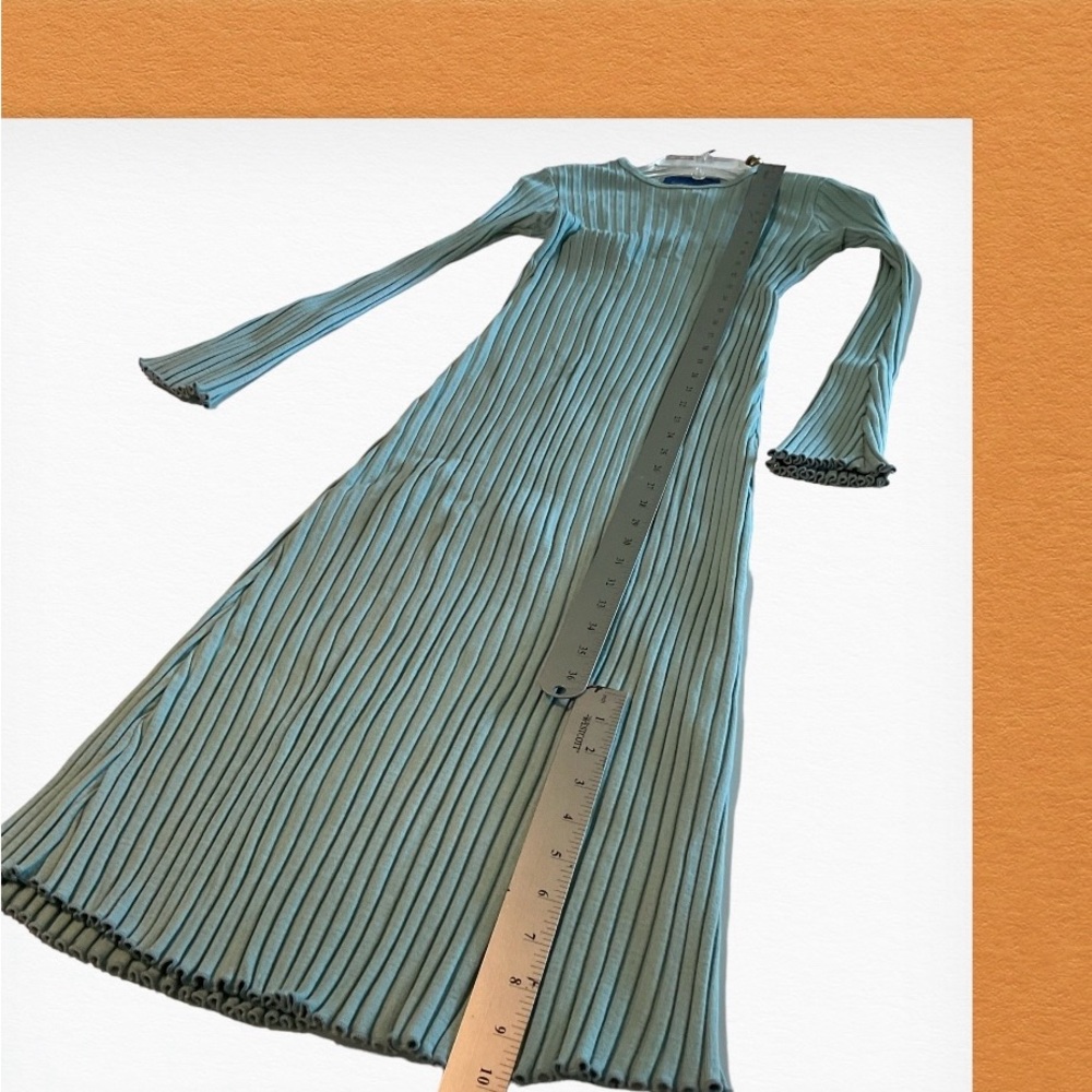 Simon Miller Long Ribbed Stretch Dress, Blue, Long Sleeve, Crew Neck, Sz XS - Picture 16 of 16